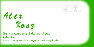 alex kosz business card